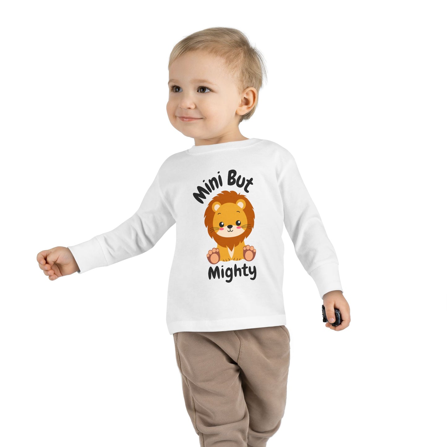Mini But Mighty Toddler Long Sleeve Tee, Cute Kids Shirt, Gift for Little Ones, Birthday Outfits, Playtime Clothing