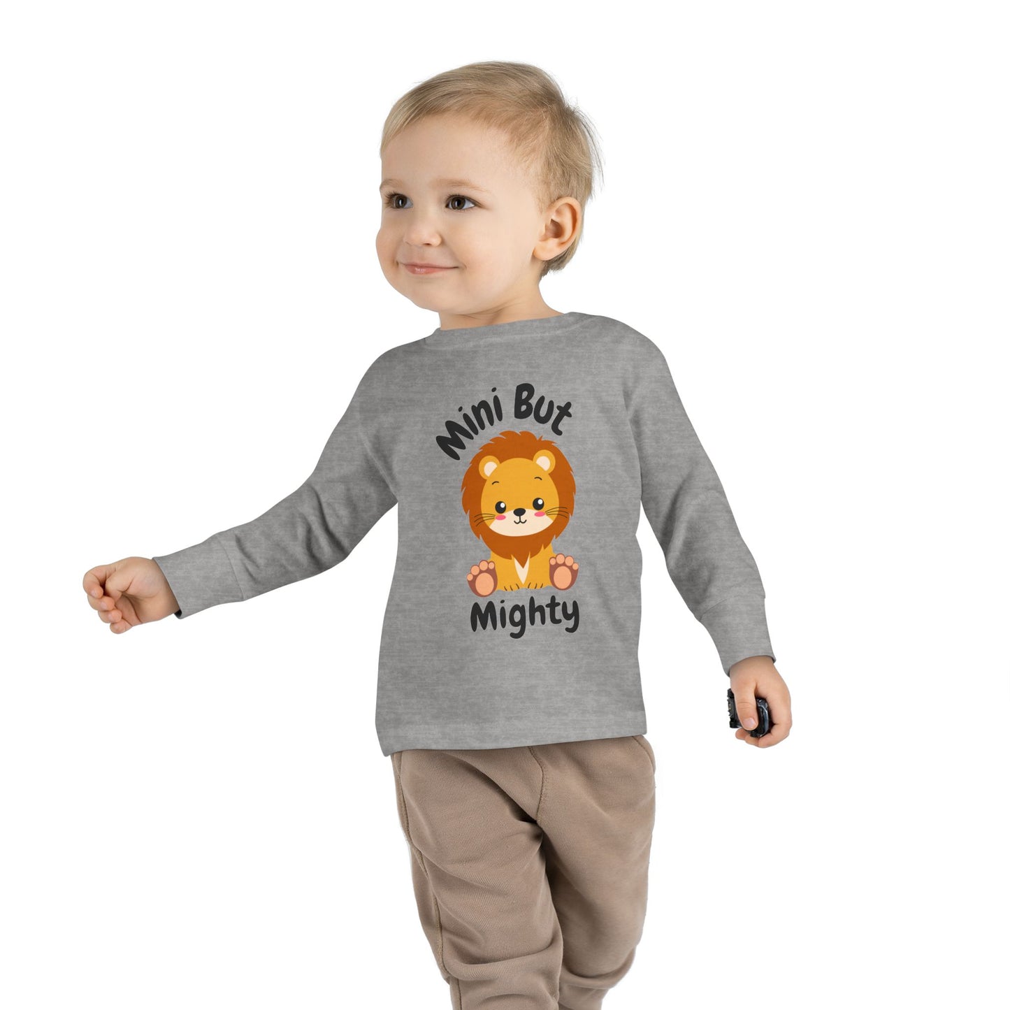 Mini But Mighty Toddler Long Sleeve Tee, Cute Kids Shirt, Gift for Little Ones, Birthday Outfits, Playtime Clothing