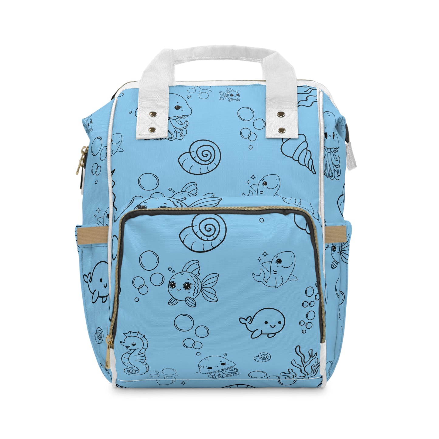 Whimsical Marine Diaper Backpack - Stylish Baby Bag, Practical Diaper Tote, Nautical Baby Gear, Cute Mom Gift, Travel-Friendly Baby Backpack