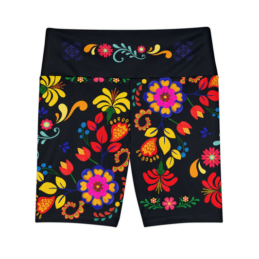 Colorful Floral Women's Workout Shorts, Activewear, Fitness Gear, Casual Wear, Gym Shorts, Summer Essentials