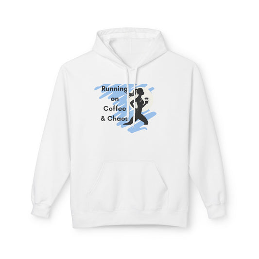 Running on Coffee & Chaos Hoodie, Unisex Hoodie for Coffee Lovers, Funny Gift for Runners, Casual Wear, Cozy Fleece Sweatshirt