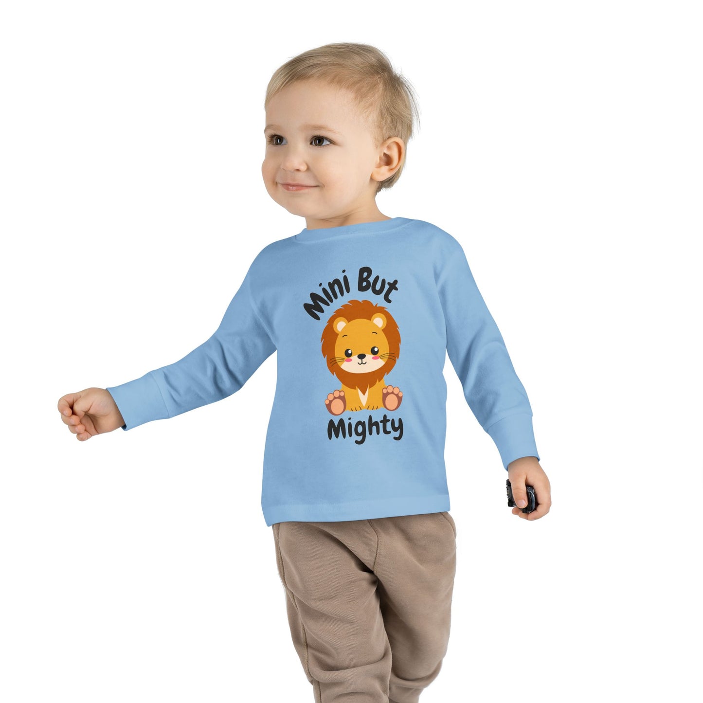 Mini But Mighty Toddler Long Sleeve Tee, Cute Kids Shirt, Gift for Little Ones, Birthday Outfits, Playtime Clothing