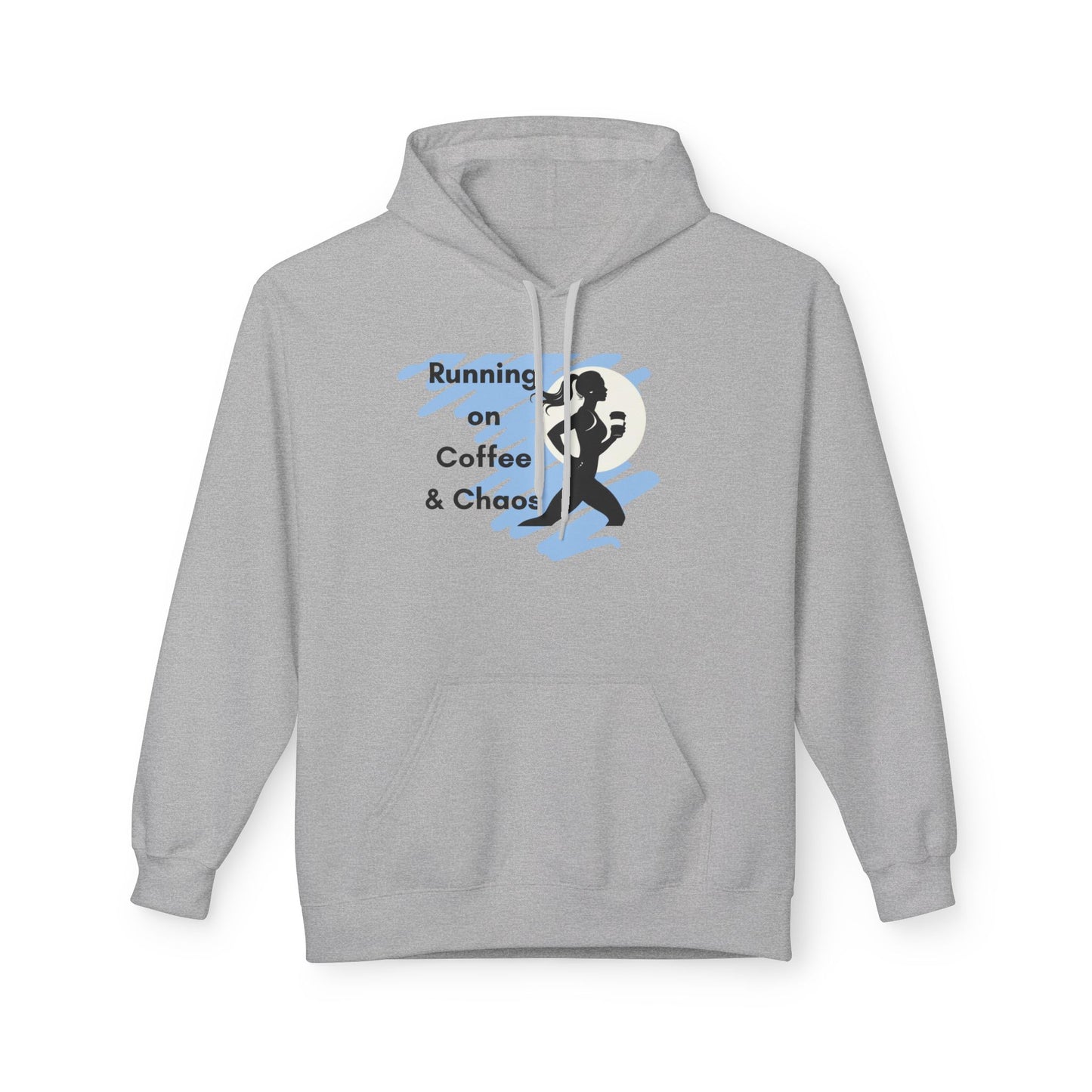 Running on Coffee & Chaos Hoodie, Unisex Hoodie for Coffee Lovers, Funny Gift for Runners, Casual Wear, Cozy Fleece Sweatshirt