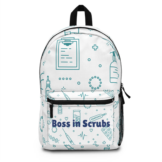 Medical Professional Backpack, Boss in Scrubs Design, Nurse Gift, Healthcare Student Pack, Inspirational Bag, Work and Study Essential