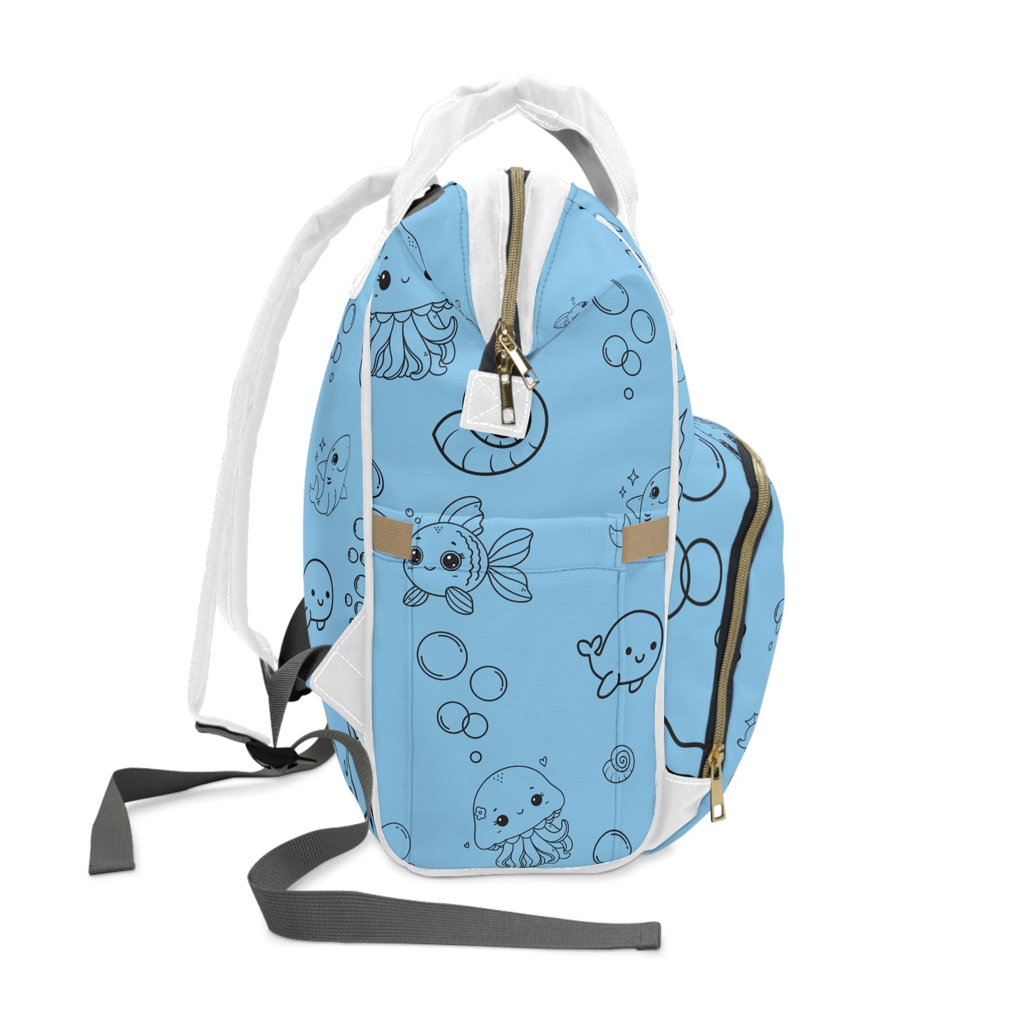 Whimsical Marine Diaper Backpack - Stylish Baby Bag, Practical Diaper Tote, Nautical Baby Gear, Cute Mom Gift, Travel-Friendly Baby Backpack