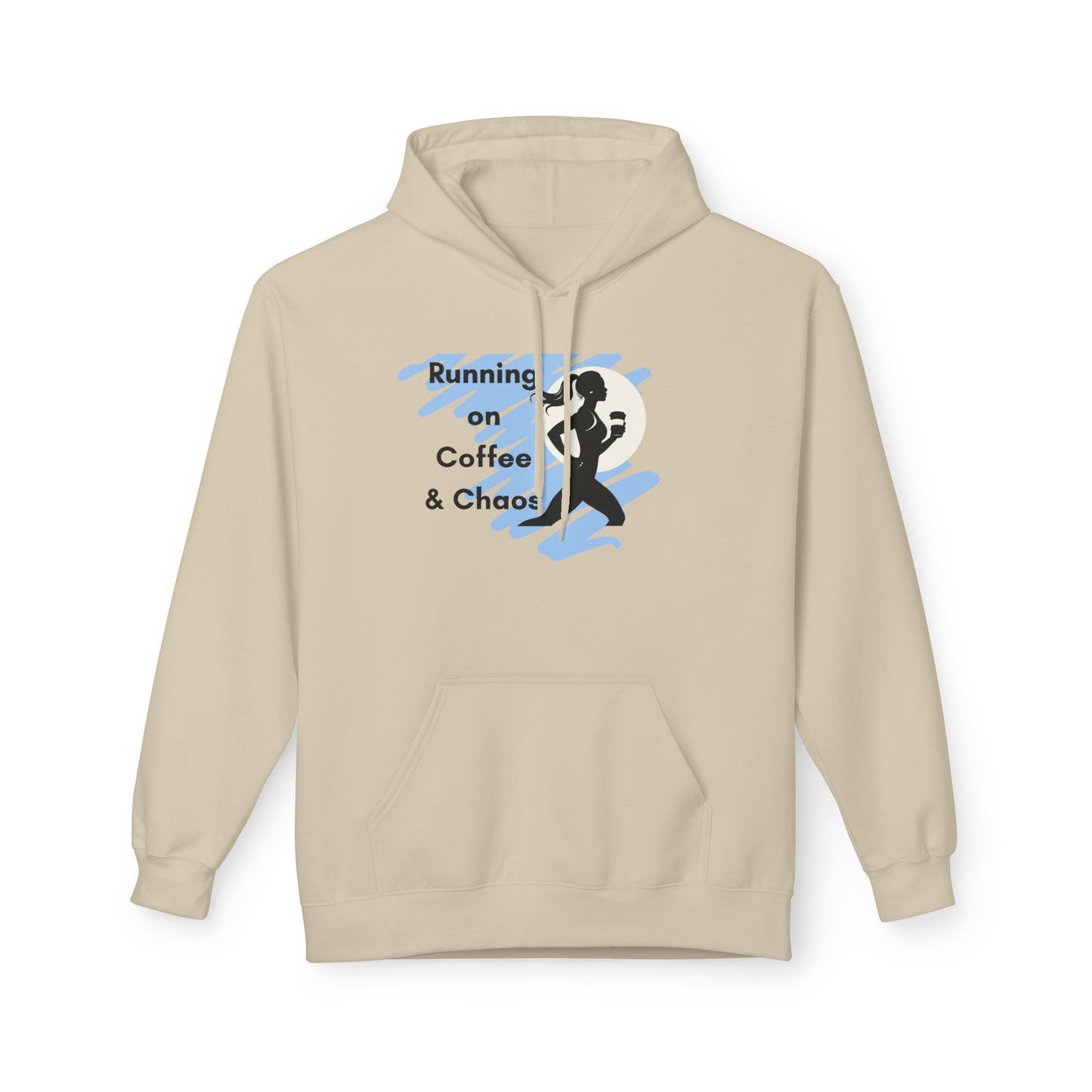 Running on Coffee & Chaos Hoodie, Unisex Hoodie for Coffee Lovers, Funny Gift for Runners, Casual Wear, Cozy Fleece Sweatshirt